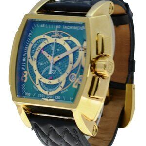 Men's 48mm Invicta S1 Rally Gold Tone Green Dial Chrono Swiss Watch